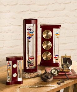 Galileo Glass Thermometer | 14.5-Inches Tall with Cherry Wood Frame | Law of Physics | Indoor Room Temperature for Home House Office Desk Counter Tabletop | Holiday Gift Present 17 71vX4UeJ2iL