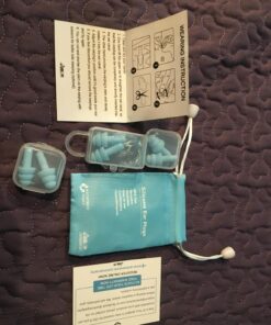 ANBOW Soft Ear Plugs for Sleeping Noise Cancelling. Ear Plugs for Swimming, Concerts, Travel, Work, Snoring & Concentration. Reusable Silicone Earplugs with Adjustable Size. 3 Pairs + Travel Pouch Light Blue 30 71vYMyFI1XL