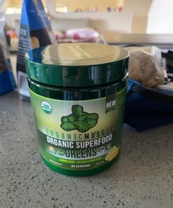 Organic Muscle Superfood Greens Powder Drink Mix - Organic Super Green Detox Supplement for Gut & Digestive Health with Spirulina, Chlorella, Probiotic & Prebiotic - Vegan & Non-GMO, 30 Servings Citrus Sunrise Greens X-Large (Pack of 1) 36 71vYiE4nlrL