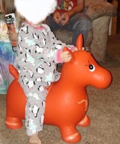 AppleRound Horse Bouncer with Hand Pump, Inflatable Space Hopper, Ride-on Bouncy Horse (Red) Red 38 71vaaTOlq2L 1