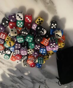 AUSTOR 100 Pieces Dice 6 Sided Game Dice Set, 10 x 10 16mm Acrylic Dice with Velvet Pouch for Tenzi, Farkle, Yahtzee, Bunco or Teaching Math 100 Pieces Round a 25 71vb4UZx7kL