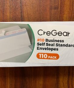 CREGEAR #10 Envelopes Self Seal Security Tinted Envelopes (110Ct) for Privacy & Business, Peel and Seal, NO Window, Letter Size 4-1/8 x 9-1/2 Inches, 24 LB, White 110 49 71vbaf3vSML 1