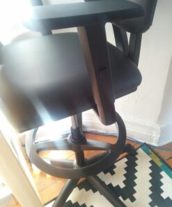 HON, Black Volt Leather Office Chair Sit-To-Stand Seating, Foot Ring, 250lb Max Weight With Wheels for Computer/Desk, Task Stool 25 71vc3GjbCbL