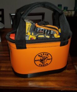 Klein Tools 5144HBS Hard-Body Bucket, Oval Tool Bucket Organizer with Knife Sheath and 14 Other Pockets, Orange/Black 23 71vc6rYCeFL