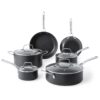 Martha Stewart Bosworth 10 Piece Hard Anodized Nonstick Aluminum Cookware Set - Black