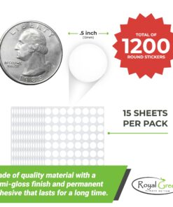 Royal Green Color Coding Labels Round Stickers - 1200 Pack, Small Circle Blank Labels for Easy Organizing Labels, Jars, Supplies, Boxes, Inventory for Office & Home - 15 Sheets, 1/2 Inch, Red 8 71ve3VdbmaL