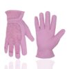 HLDD HANDLANDY Pigskin Leather Women Gardening Gloves, Stretchable Work Gloves Women, 3D Mesh Breathable Rose Garden Gloves Medium (Pack of 1) Pink 5 71veD3HMc4L