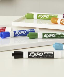 EXPO Low Odor Dry Erase Markers, Chisel Tip, Black, 12 Count 18 71vedZiCiyL 1