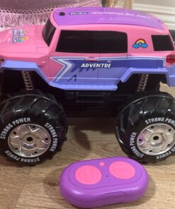 Ruko 1601AMP3 Amphibious RC Truck for Girls, IPX6 Warterproof Monster Truck, 1:10 Large Remote Control Car for All Terrain, 2 Rechargeable Batteries for 50 Min Fun Time, Gifts for Kids Pink 28 71venE8jwL