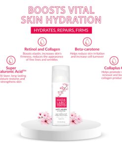 Hada Labo Tokyo Anti-Aging Hydrator 1.7 Fl. Oz - with Super Hyaluronic Acid, Collagen and Retinol Complex - lightweight anti aging serum helps increase firmness and elasticity, fragrance free 11 71verRrhisL