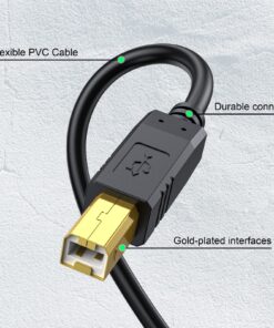 NC XQIN Printer Cable 20 ft, USB 2.0 Printer Cable Cord Type A-Male to B-Male Cable for Printer/Scanner-Gold-Plated Black 20 feet 11 71vesCBoBeL