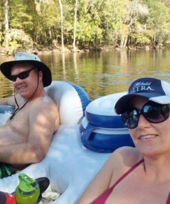 Intex River Run II Inflatable 2-Person Pool Tube Float with Attached Cooler and Repair Kit Multi-colored 38 71vf7uI08TL