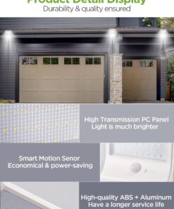 InnoGear Solar Outdoor Lights, 80 LEDs Solar Motion Sensor Lights with 4 Working Modes Solar Wall Lights IP65 Waterproof 450 Lumens Solar Gutter Lights for Front Door, Yard, Garage, Pack of 2 34 71vfC16LFWL