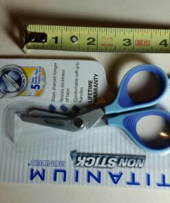 First Aid Only PhysiciansCare 90294 Titanium Non-Stick First Aid Bandage Scissors, 4" Bent, Blue Shear 21 71vfxq1X5wL