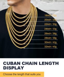 U7 Diamond Cut Miami Cuban Link Chain for Men Women Stainless Steel Curb Chain Necklace, Cool Hip Hop Jewelry Silver/Black/18K Gold Plated Chains, Width 3/6/9/12mm,18/20/22/24/26/28/30 Inch d.Flat Curb-6mm-gold 22.0 Inches 20 71vgvkMULgL