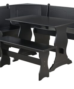 Target Marketing Systems Traditional Style 3-Piece Nook Corner Dining Set with Hidden Storage Under The Seats, for Small Spaces, Includes 1 Table and Benches, Black 10 71vhYe wE6L