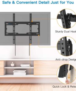 Pipishell UL Listed Tilt TV Wall Mount Bracket Low Profile for Most 23-55 Inch LED LCD OLED 4K Flat Curved TVs up to 99lbs Max VESA 400x400mm, 8° Tilting for Anti-Glaring, Fits 8-16 inch Wood Stud 23 71virKO9XNL