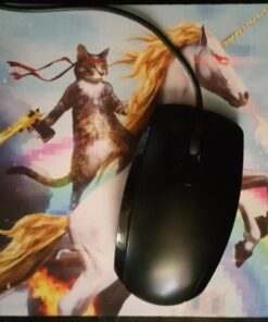 Apottwal MP-0003 Funny Cute Cat Dressed as Rambo with Gun Riding a Glowing Red Eyes Fire Breathing Unicorn Mouse Pad 1 24 71vjI5AGtoL