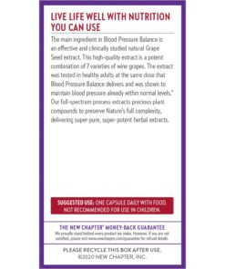 New Chapter Blood Pressure Supplement - Blood Pressure Take Care with Organic, Vegan Grapeseed + Black Currant + Non-GMO Ingredients for Blood Pressure Support - 60 Count 60 Count (Pack of 1) 12 71vjURiCcXL