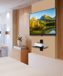 WALI Floating Entertainment Center Shelves, Holds Up to 17.6lbs, TV Shelf with Strengthened Tempered Glasses for DVD Players, Cable Boxes, Games Consoles, TV Accessories (CS201B), 1 Shelf, Black 1-Shelf 29 71vjhGKr5YL