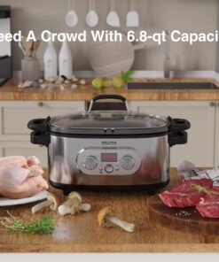 Anfilank 8-in-1 Multi-Cooker, 6.8Qt Programmable Slow Cooker, Presets to Slow Cook/Sous Vide/Bake/Rice & More, Adjustable Temp&Time with LED Display; Comes with Sous Vide Rack, Steam Rack, Spoon 10 71vk3W7 VBL