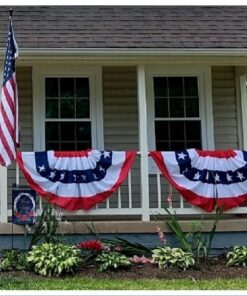 Anley USA Pleated Fan Flag, 3x6 Feet American US Bunting Flags Patriotic Stars & Stripes - Sharp Color and Fade Resistant - Canvas Header and Brass Grommets - United States 3 x 6 Feet Half Fan Banner 3x6 Ft 1pc 30 71vkSzrGghL