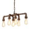 SEOL-Light Industrial Chandeliers Real Pipe Pendant Hanging Lighting Fixtures with 6 Lights,Max 360W Real Pipe Fixture for Kitchen,Dining Room,Foyer,Pool Table Size:8''(W) x22.05''(L) Brown