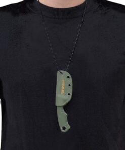 TONIFE Fixed Blade Neck Knife Full Tang 4-5/8 Inch Overall with Kydex Sheath and Ball Chain (Army Green) Army Green 13 71vluK80QZL