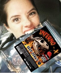 INFERNO X Carolina Reaper Beef Jerky – With Jurassic jerky’s special Blend of spices and the famous Carolina Reaper Pepper, the World’s Hottest Pepper! Amazing taste, MSG-free, no preservatives meat snack. Can You Handle The HEAT? (3 OZ bag) 12 71vnNuFKRlL