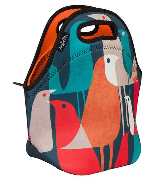 Artovida Artists Collective Insulated Neoprene Lunch Bag - Washable Soft Lunch Tote for Work and Picnic - Design by Budi Kwan (Indonesia) Flock of Birds - Classic Budi Kwan Flock of Birds