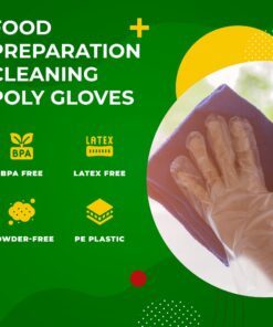 Disposable PE Plastic Clear Gloves, BPA, Rubber, Latex Free, For Safe Cooking Prep, Kitchen Preparation, And Food Serving And Service, Disposal Cleaning Poly/Polyethylene Gloves Size Large Box of 500 19 71vo6u QD8L