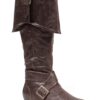 Ellie Shoes Men's 1" Heel Knee High Pirate with Buckle décor Boots Sizes Medium Brwp
