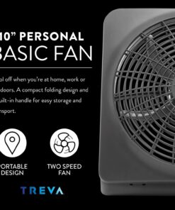 O2COOL Treva 10-Inch Portable Desktop Air Circulation Battery Fan, 2 Speed, Compact Folding & Tilt Design, with AC Adapter (Graphite) 26 71vpSAKL4eL