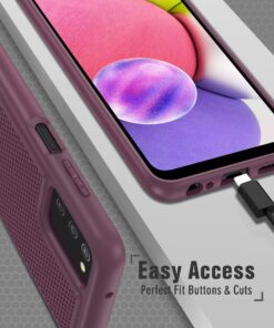 BNIUT for Samsung Galaxy A03s Phone Case: Military Matte Drop Proof Phone Protective | Sturdy Shockproof Case with Rough Textured - Rugged Dual Layer Design | Heavy Duty Protection (Dark Red) Dark Red 11 71vpSOe1M9L