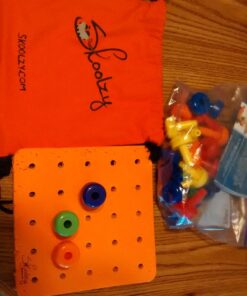 Skoolzy Montessori Sensory Pegboard 33 Piece Set - Develop Sensory Play Occupational Therapy STEM Learning Educational Toys for Kids 2+ - Includes Foam Board, Lacing String, Dice, Storage Bag, eBook Peg Set with Foam Board 44 71vpbXiIK7L