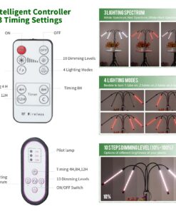 WTINTELL LED Grow Lights for Indoor Plants,LED Plant Grow Light with Stand,Led Full Spectrum,10 Dimmable Levels,3 Modes Timing,Tripod Adjustable 15-72 inch. 6000K 9 71vqHiuTBOL