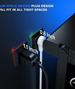 Maximm Cable 3 Ft 360° Rotating Flat Plug Extension Cord/Wire, 16 AWG Multi 3 Outlet Extension Wire, 3 Prong Grounded Wire - White - UL Certified 3 Feet 29 71vqI6O1UL