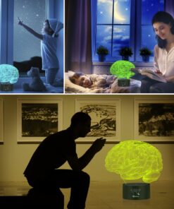 Elstey Brain 3D Night Light Table Desk Lamp, 7 Colors Optical Illusion Touch Control Lights with Acrylic Flat & ABS Base & USB Cable for Christmas Gift 17 71vr4bASy5L