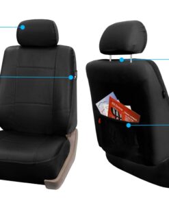 FH-PU002-1114 Classic Exquisite Leather Car Seat Covers, Airbag compatible and Split Bench, Solid Black color 13 71vrRSEATzL