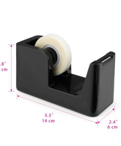 ABEL SimpleWork Desktop Tape Dispenser, Black, 1 in Core, Non-Skid Weighted Base, Tape Cutter for Office, Home, School, and Crafts 10 71vsyOsZ3XL