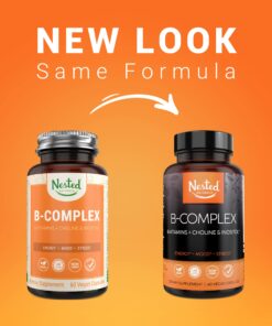 Alternative view of Nested Naturals B-Complex B Vitamins Plus Choline & Inositol | B Vitamins Complex B1, B2, B3, B5, B6, B7, B9 Supplement with Pure Methyl Vitamin B 12 | Energy & Immunity Support | 60 Vegan Capsules