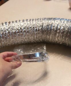 iPower GLDUCT4X8C 4 inch 8 feet Non-Insulated Flex Air Aluminum Foil Ducting Dryer Vent Hose for HVAC Ventilation with 2 Clamps, 4'' X 8', Silver 4'' X 8' 40 71vurcZo0EL