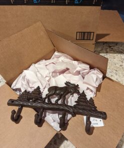 Cast Iron Moose Wall Key Rack Holder 4 Hooks Coat Hook Home Decor 8 71vvdNzMZL