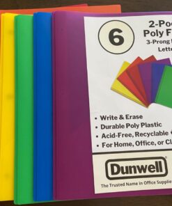 Colored 3-Prong Plastic Folders with Pockets (6 Pack, Assorted Colors), Folders with Labels, 2-Pocket School Folders , Pocket Folders with Fasteners, Tear-Resistant, Acid Free 6 Vibrant 6 Pack 23 71vwteCOkL