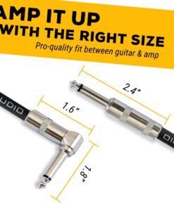 GLS Audio Instrument Cable - Amp Cord for Bass & Electric Guitar - Straight to Right Angle 1/4 Inch Instrument Cable - Brown/Yellow Braided Tweed, 6ft 6 Ft. Right-Angle Gold 26 71vx9OMTK4L 3