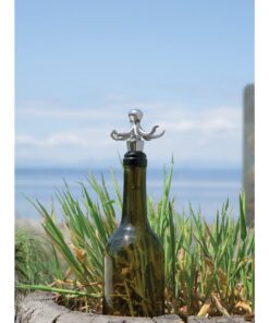 Twine Octopus Wine Bottle Stopper, Keep Wine Fresh, Fits Standard Bottles, Metal, Rubber Seal, Silver, Set of 1 13 71vxO42ZdFS