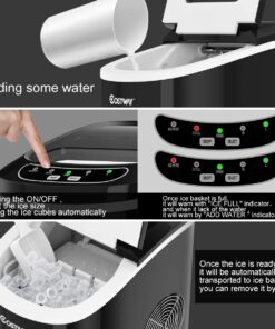 COSTWAY Countertop Ice Maker, 26LBS/24H Portable and Compact Ice Maker Machine, Ice Cubes Ready in 6 Mins, Electric High Efficiency Small Ice Maker with Ice Scoop for Home Kitchen Office, Black 15 71vxhTHQmFL