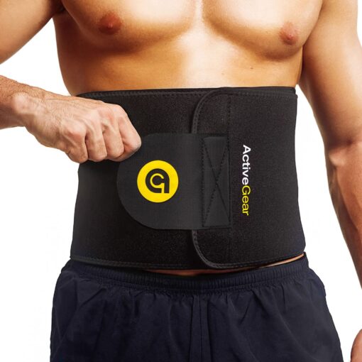 ActiveGear Waist Trimmer Belt Slim Body Sweat Wrap for Stomach and Back Lumbar Support Yellow Large