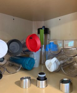 mDesign Plastic Free-Standing Stackable 3 Bottle Storage Holder Rack - Water, Wine, and Drink Organizer Shelf for Kitchen Countertop, Cabinet, Pantry, Fridge, Freezer, 4 Pack - Clear Pack of 4 48 71vyznwQn2L