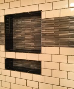 Tile Redi USA RN1620DU Niche Double Recessed Shower Shelf, Two Shelves, 20" H X 16" W, Black 2 Shelves 25 71vzEso hrL